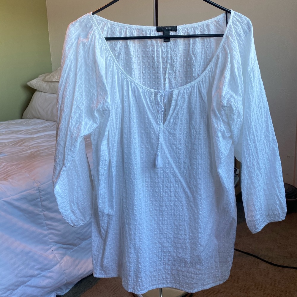 J.Crew Suckered Dot Peasant Blouse
